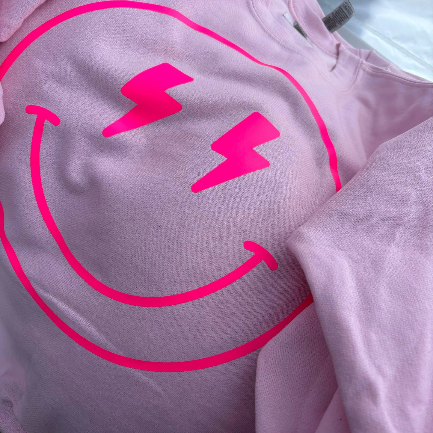 Cute Neon Smiley Face Crewneck Think Cute Boutique