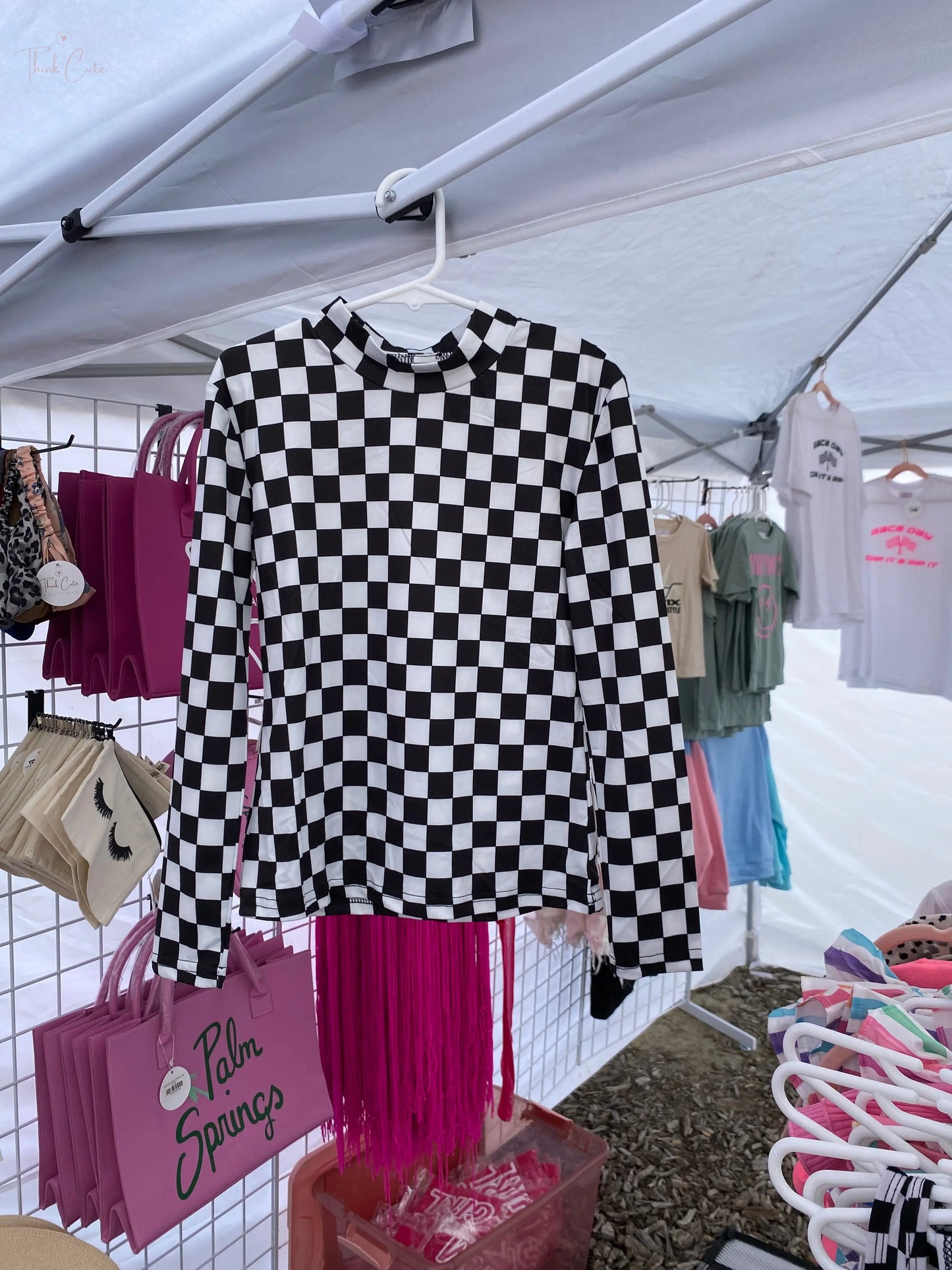 Girls Checkered Half Turtle neck Long Sleeve Think Cute Boutique