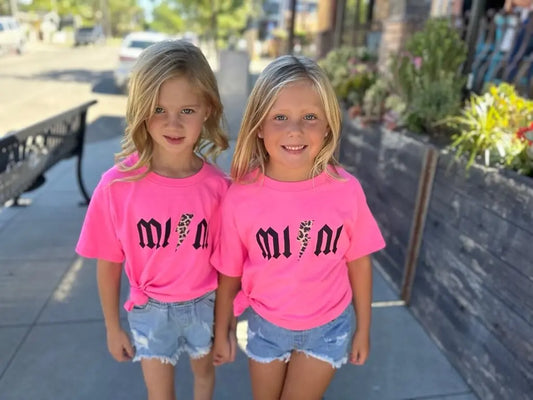 Neon Pink Mini AC/DC Dupe Inspired Shirt Think Cute Boutique