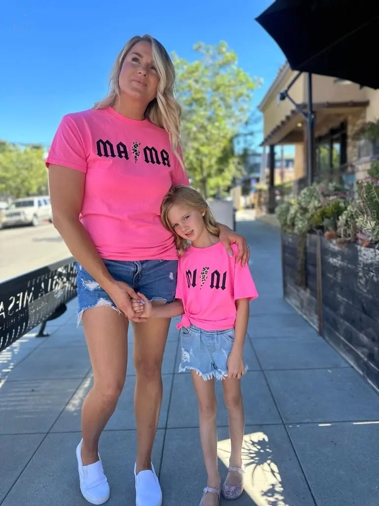 Neon Pink Mini AC/DC Dupe Inspired Shirt Think Cute Boutique