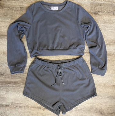 Summer Sunset Two Piece Set Think Cute Boutique Harbor Gray Small
