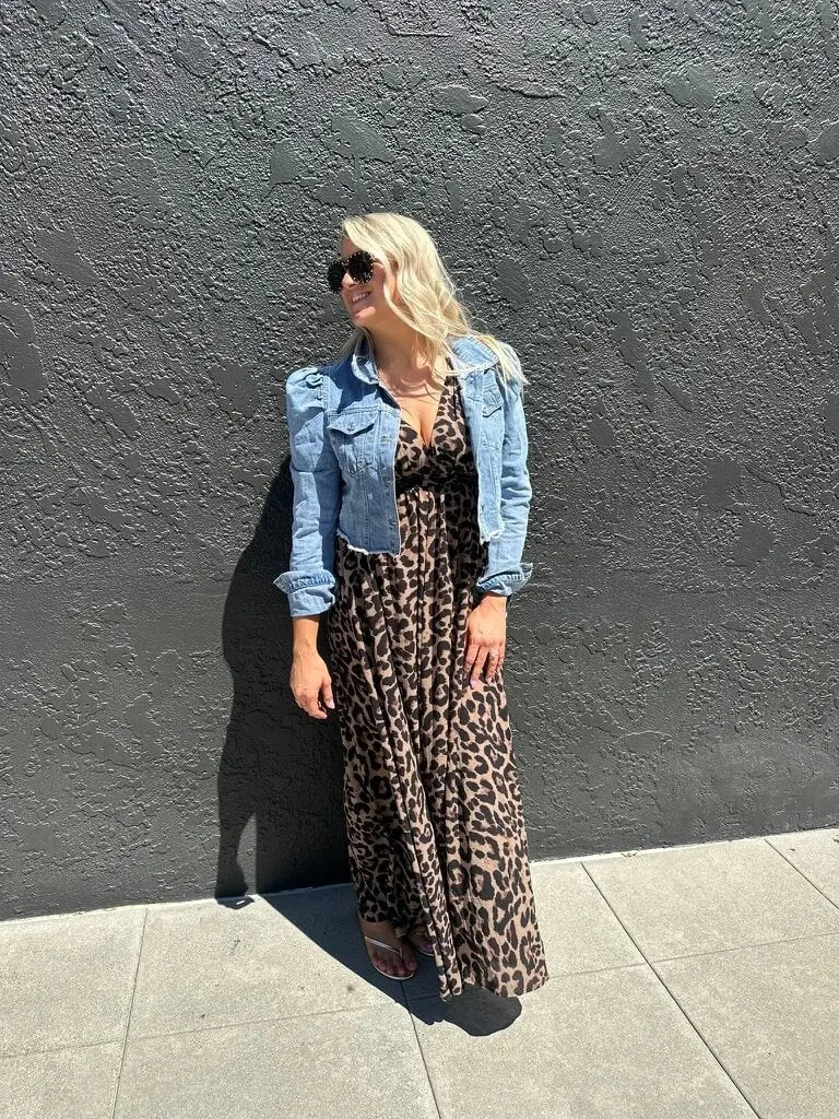 Women's Leopard Print Maxi Dress Think Cute Boutique