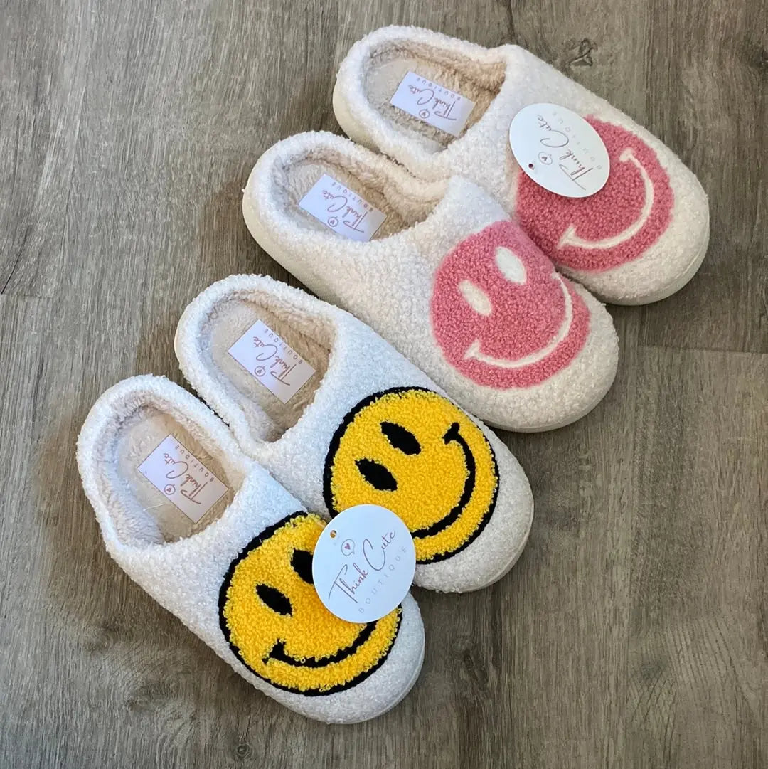 "Be Happy Cutie" Slippers Think Cute Boutique