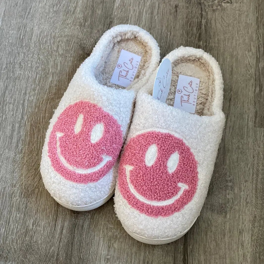 "Be Happy Cutie" Slippers Think Cute Boutique