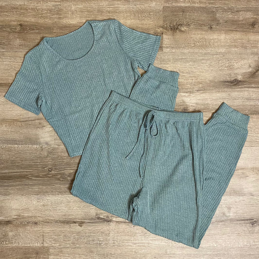 RIb-Knit Two Piece Set Think Cute Boutique