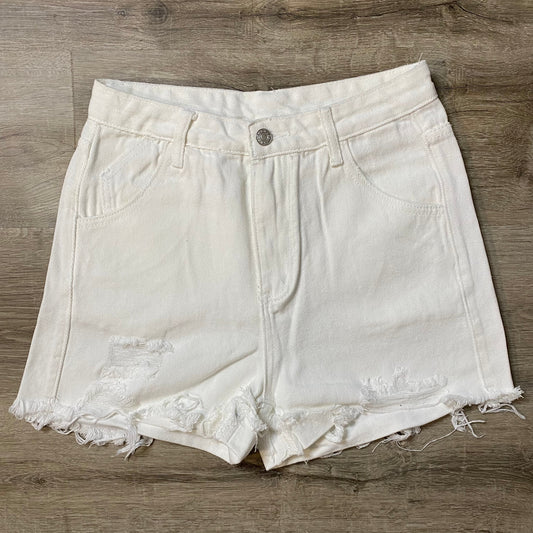 Summer collection star struck white denim shorts.