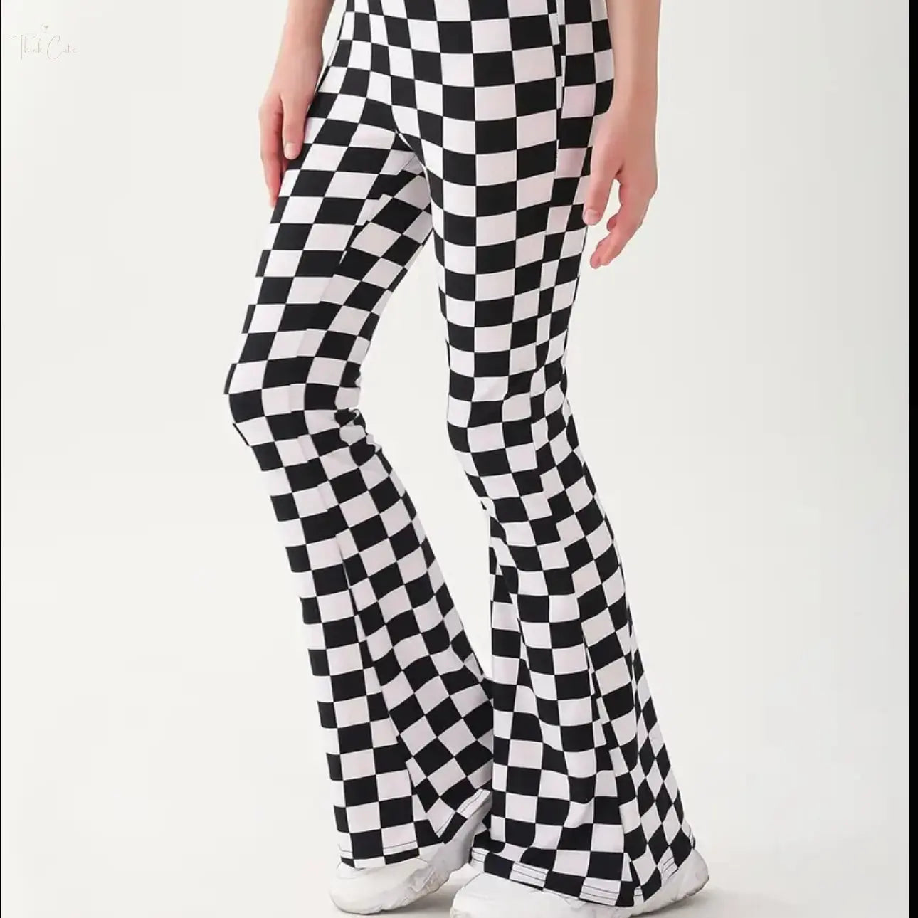 Checkered Teen Flare Leggings Think Cute Boutique