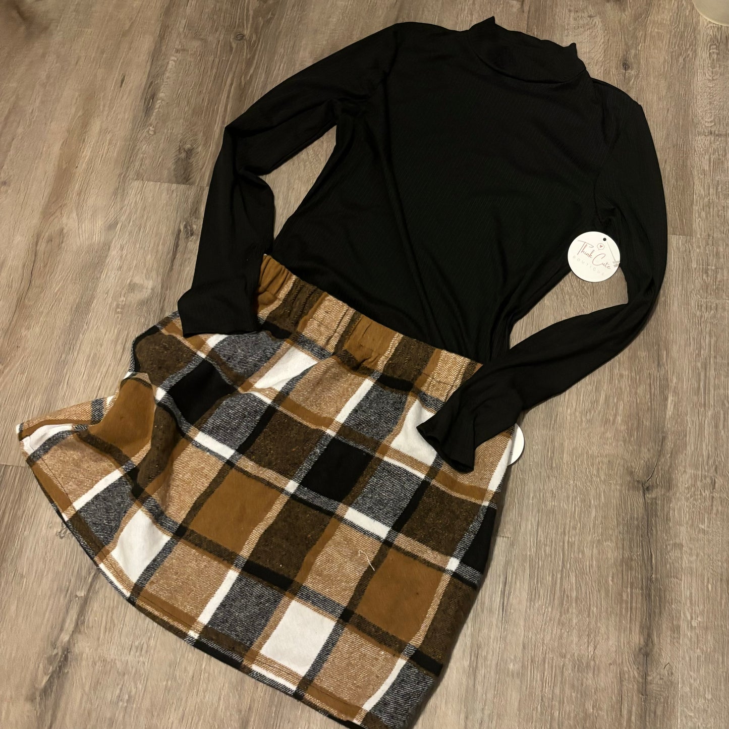 Long Sleeve and Flannel Fall Skirt Women's Set