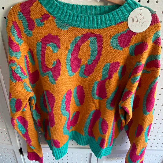 Multi Color Fun Leopard Sweater