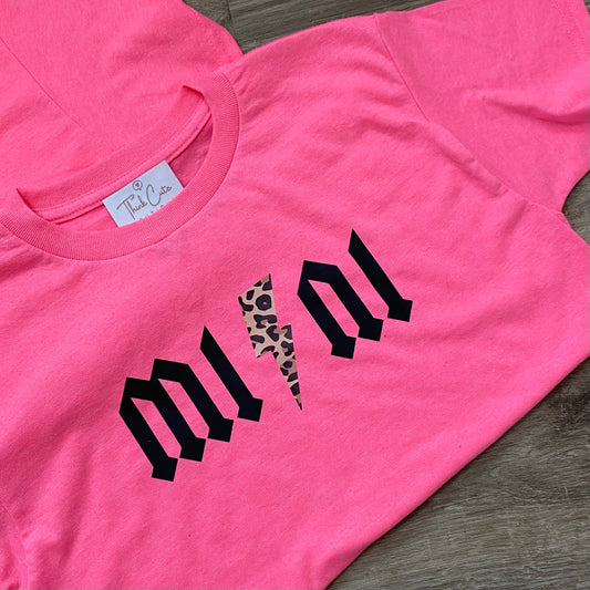 Neon Pink Mini AC/DC Dupe Inspired Shirt Think Cute Boutique