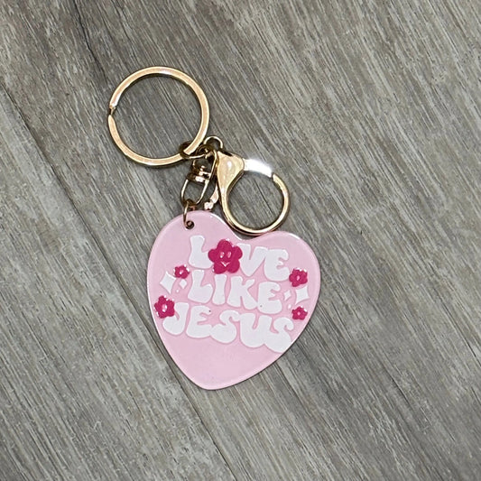 Pink Love Like Jesus Keychain Think Cute Boutique