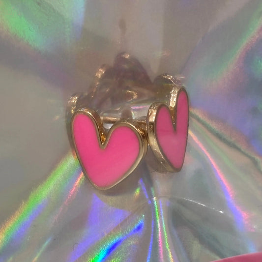 Pink & Gold Heart Earrings Think Cute Boutique