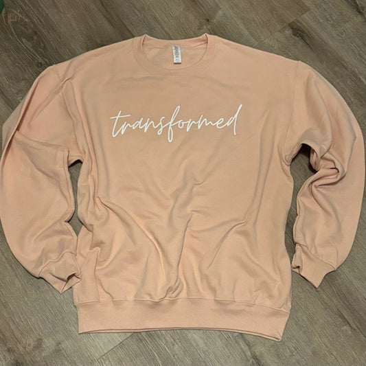 Transformed [Romans 12:2] Blush Pink Crewneck Think Cute Boutique