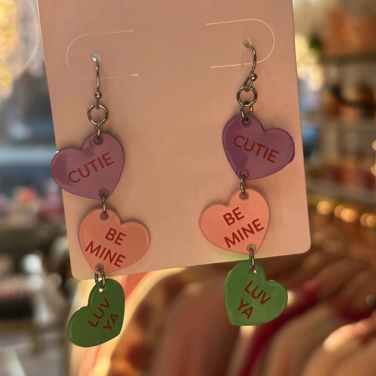 Valentine Sweetheart Candy Earrings Think Cute Boutique