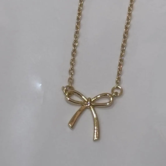 You're The Gift 14K Gold Bow Necklace Think Cute Boutique