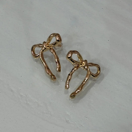 You're The Gift Gold Bow Earrings Think Cute Boutique