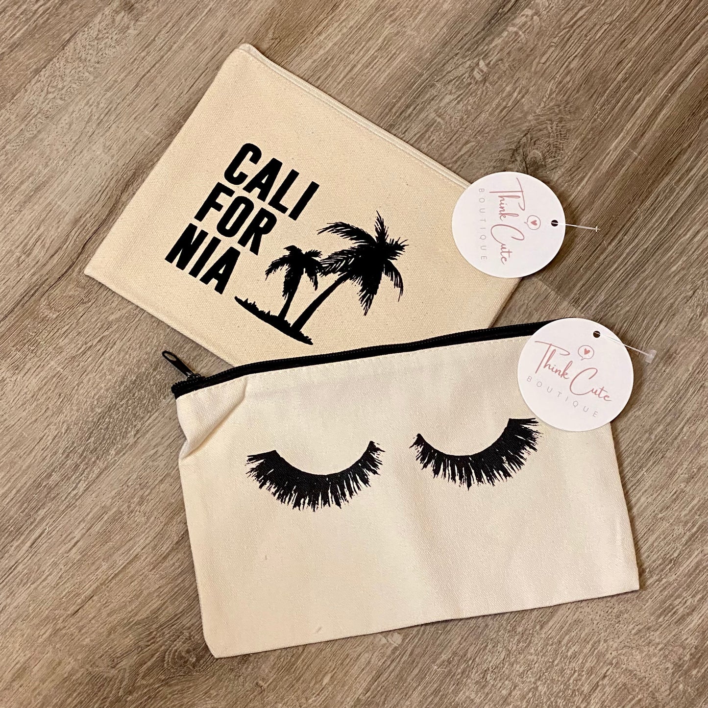Canvas Makeup Bag or Pencil Pouch Apparel & Accessories Think Cute Boutique 