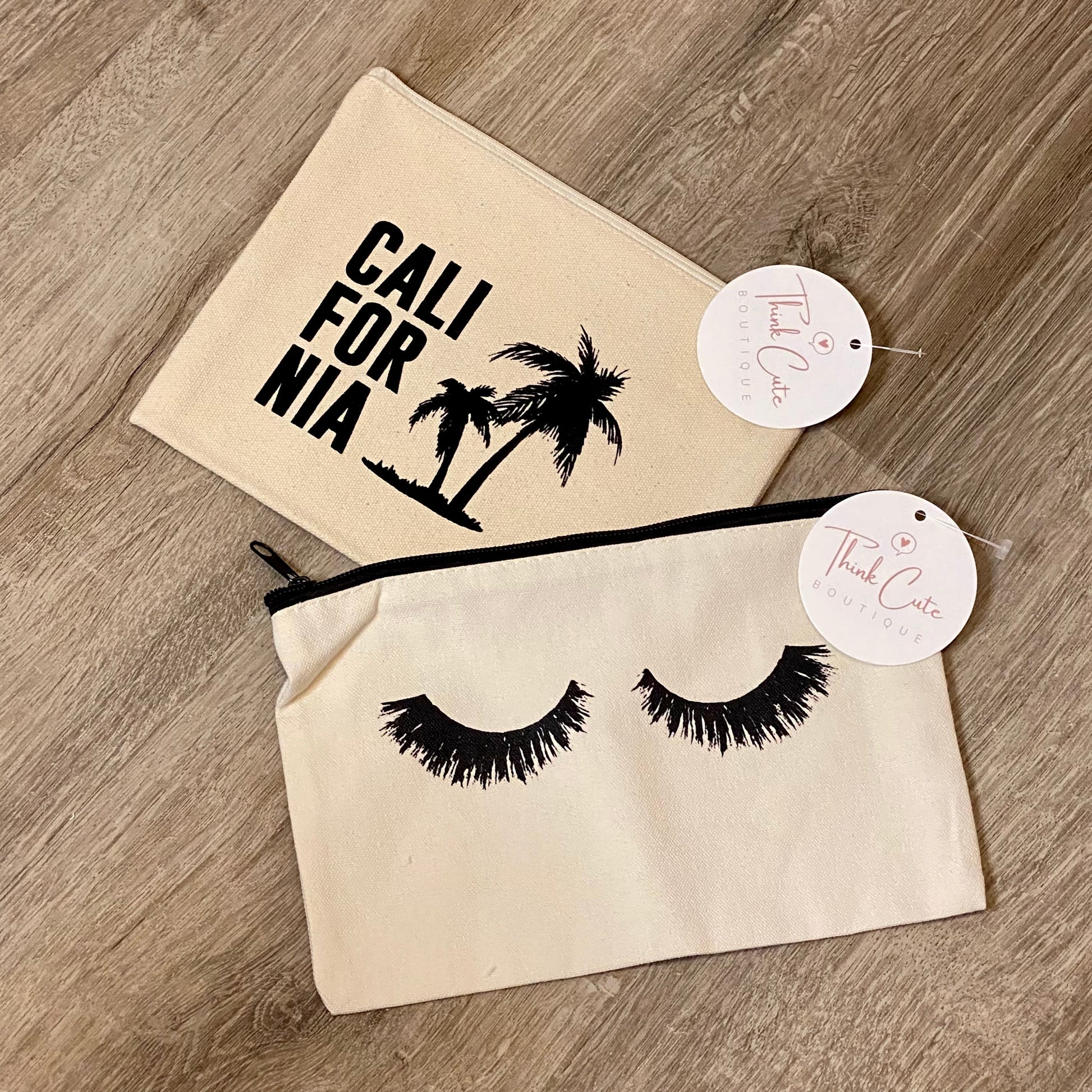 Canvas Makeup Bag or Pencil Pouch Apparel & Accessories Think Cute Boutique 