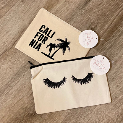 Canvas Makeup Bag or Pencil Pouch Apparel & Accessories Think Cute Boutique 