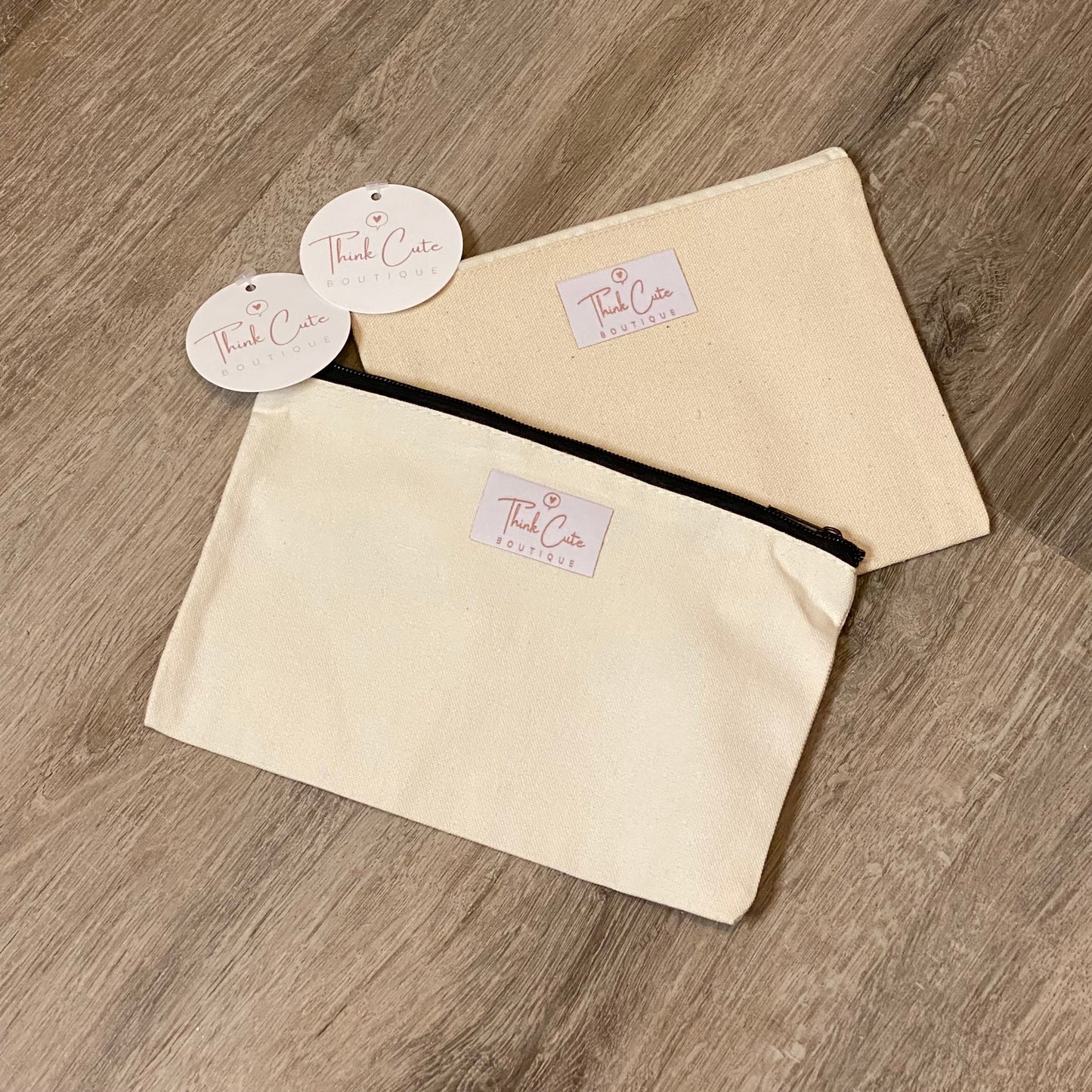 Canvas Makeup Bag or Pencil Pouch Apparel & Accessories Think Cute Boutique 