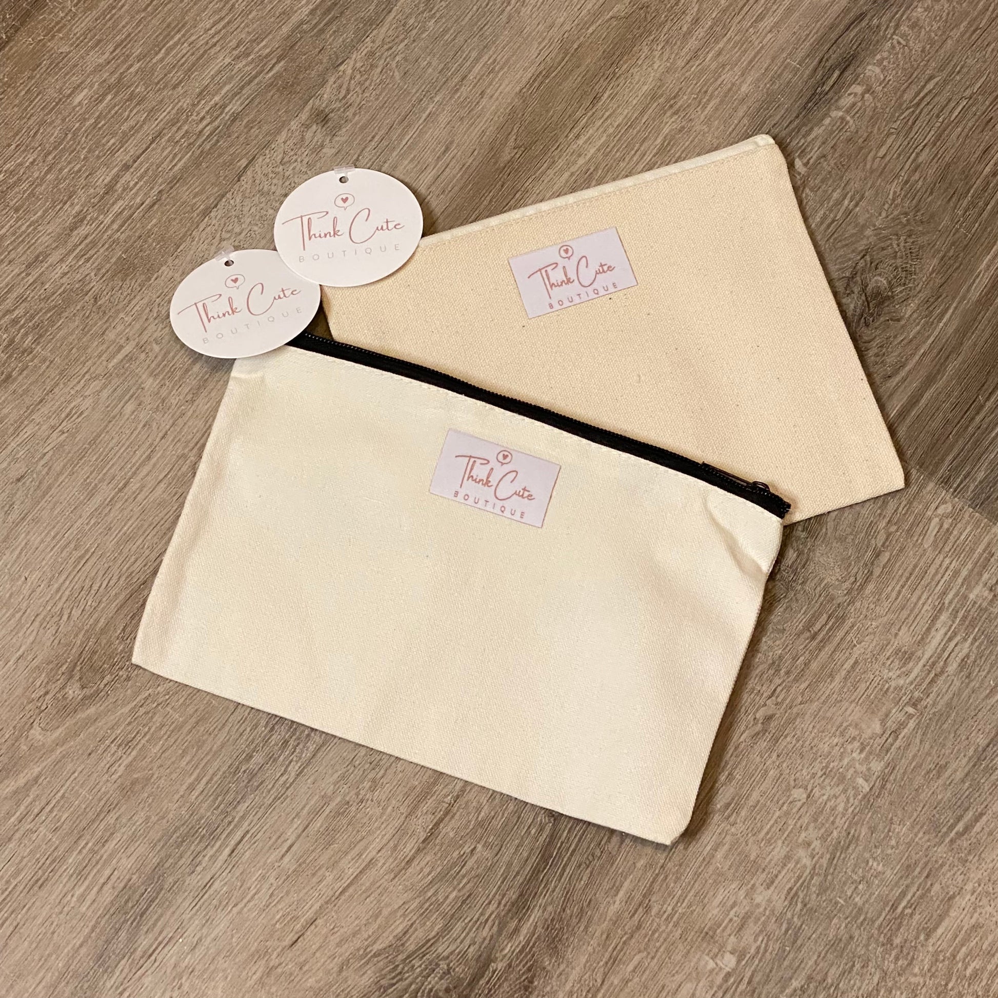 Canvas Makeup Bag or Pencil Pouch Apparel & Accessories Think Cute Boutique 