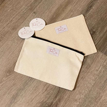Canvas Makeup Bag or Pencil Pouch Apparel & Accessories Think Cute Boutique 