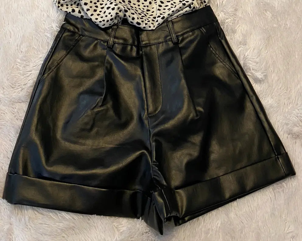 Glamourous Girl Black Leather Shorts Think Cute Boutique