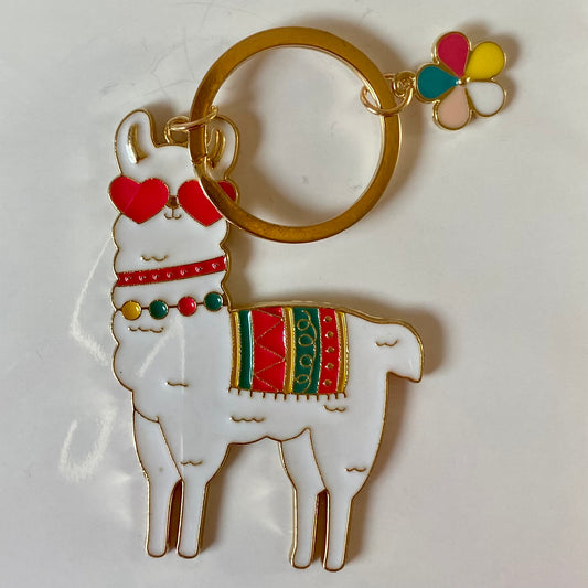 Llama Heart + Daisy Key Chain