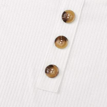 Island Beach Babe Bodysuit White, Casual, With Tortoise Shell designed buttons Button, Rib-Knit Bodysuit Tank Scoop Neck and Sleeveless Slight Stretch