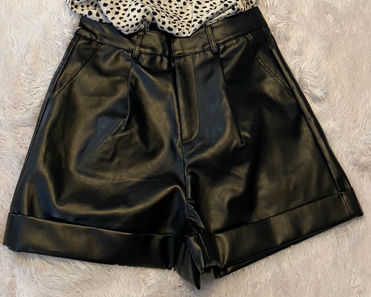 Glamourous Girl Black Leather Shorts