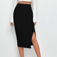 Hey Cutie! Slit Hem Rib-knit Pencil Skirt