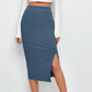 Hey Cutie! Slit Hem Rib-knit Pencil Skirt